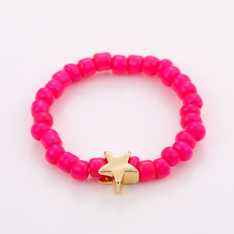 1 Piece Vacation Series All-match Lightweight Mixed Color Beads Arylic Women's Adjustable Rings