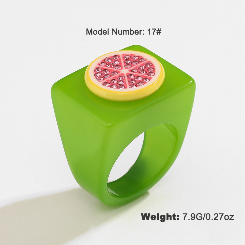 1 Piece Designable Series Vacation Polychrome Three-dimensional Fruits Resin Women's Single Rings