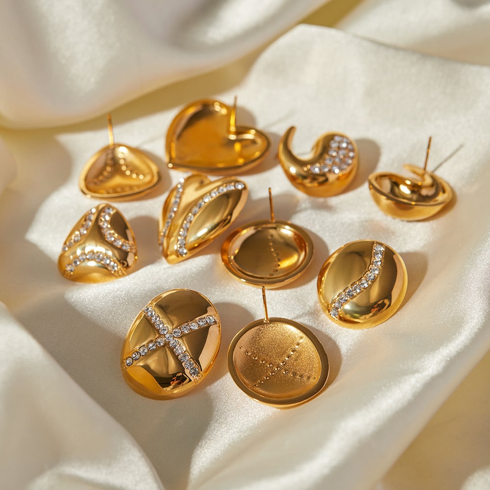 jd designer model!  gold stainless steel  diamond/teardrop-shaped diamond earrings   simple cold style earrings h5Picture2