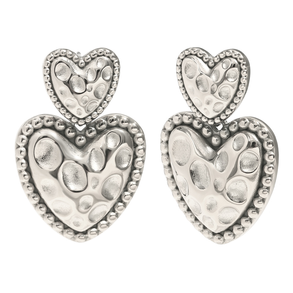 1 Pair Romantic Series Cute Love/Heart Shape Stainless Steel   Gold Color  Women's Stud Earrings