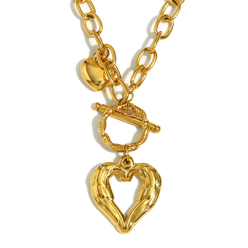 1 Piece Romantic Series Elegant Love/Heart Shape Stainless Steel   Gold Color  Women's Pendant Necklaces