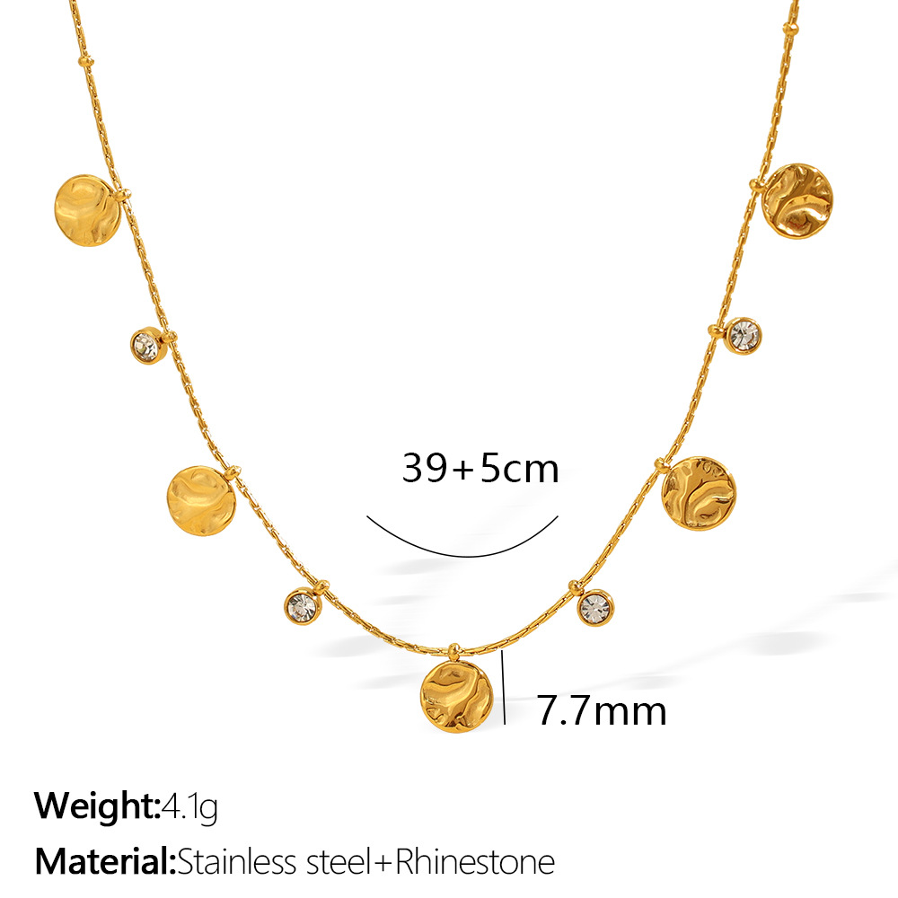 1 Piece Luxurious Series Fashionable Round Shape Stainless Steel Gold Color Women's Pendant Necklaces 
