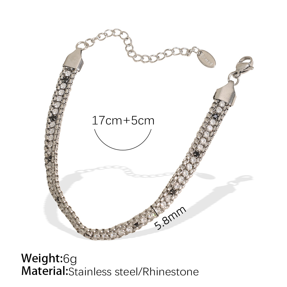 1 Piece Fashionable Series Retro Colorful Beads Multilayer Stainless Steel Gold Color Women's Beaded Bracelets