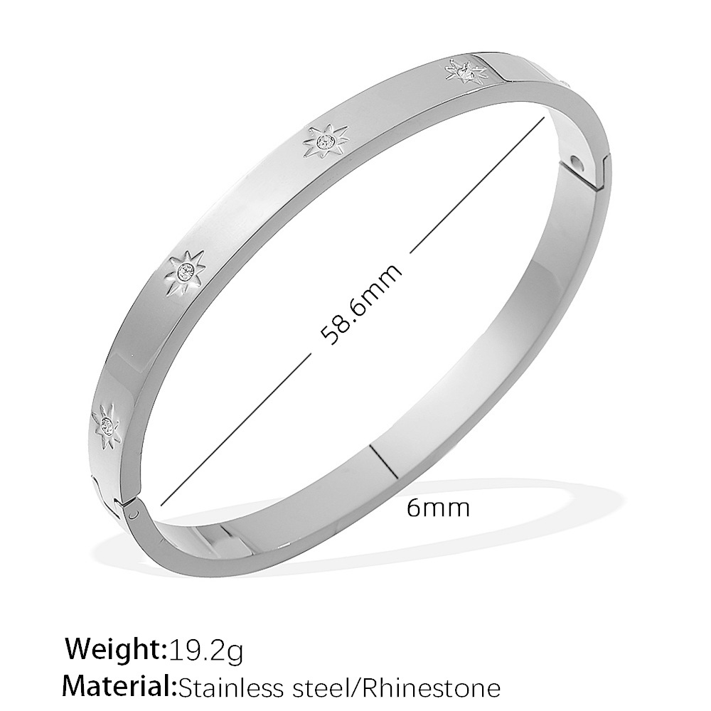 1 Piece Exquisite Series Shining Hexagram Stainless Steel Gold Color Women's Bangles