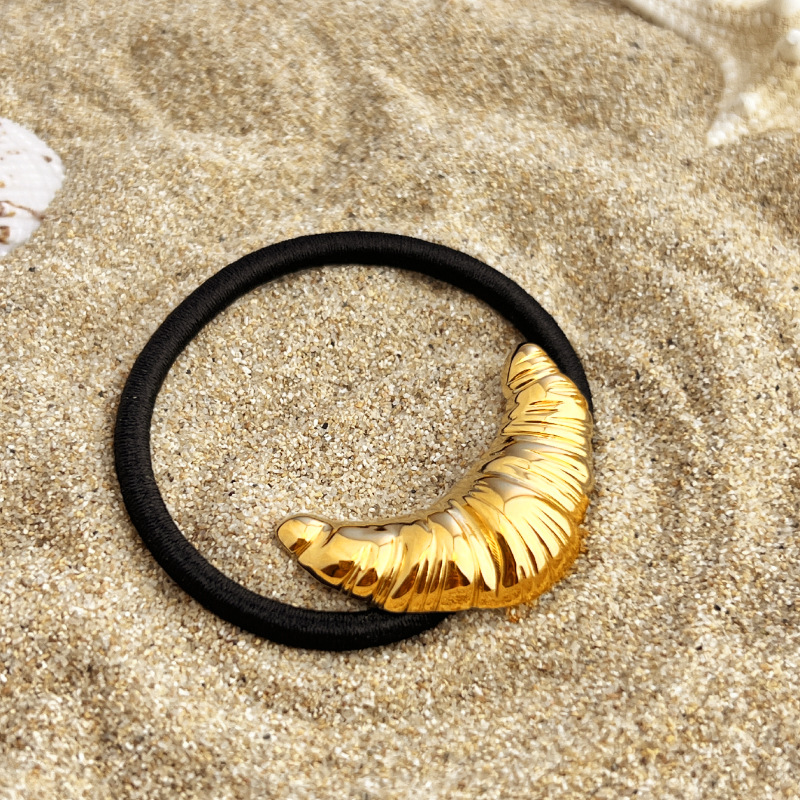 1 Piece Simple Series Daily Ox Horn Stainless Steel Gold Color Women's Hair Bobbles