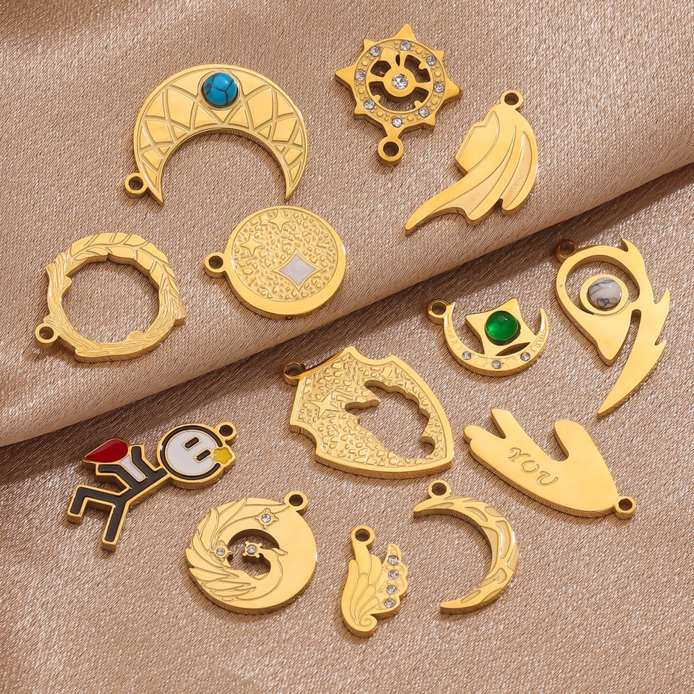 1 Piece Romantic Series Valentine Heart Shape Stainless Steel Gold Color DIY Couple's Pendants h5Picture2