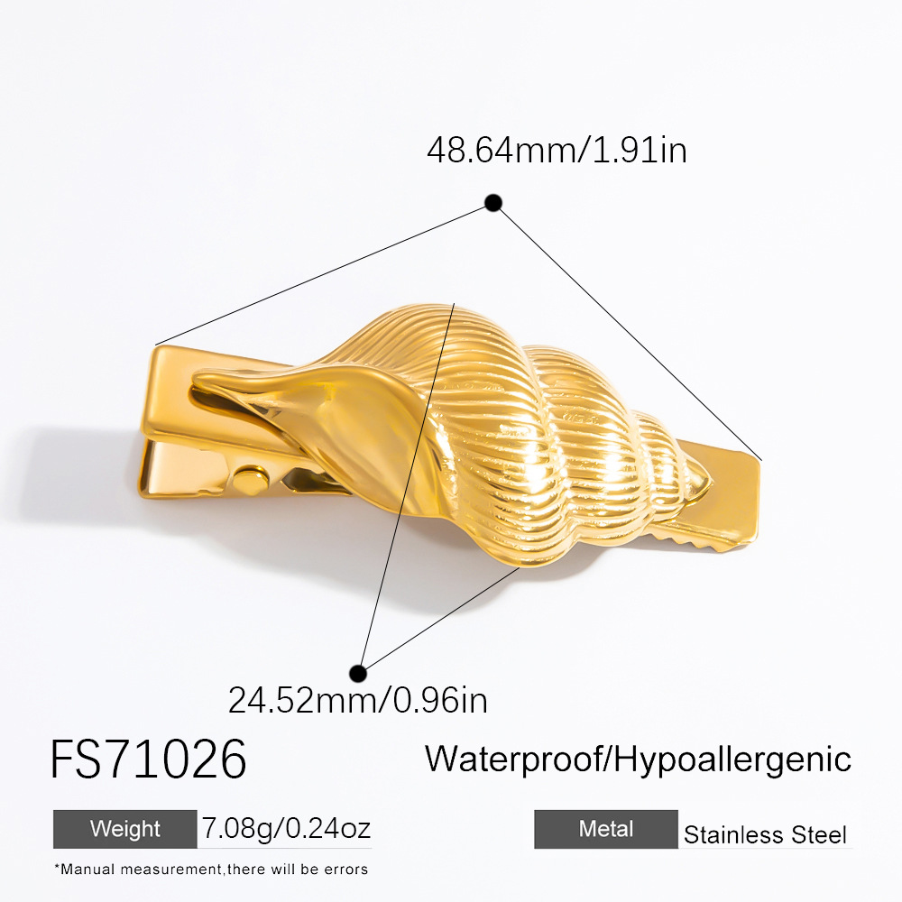 1 Piece Gorgeous Series All-match Vacation Conch Stainless Steel Gold Color Women's Hair Clips