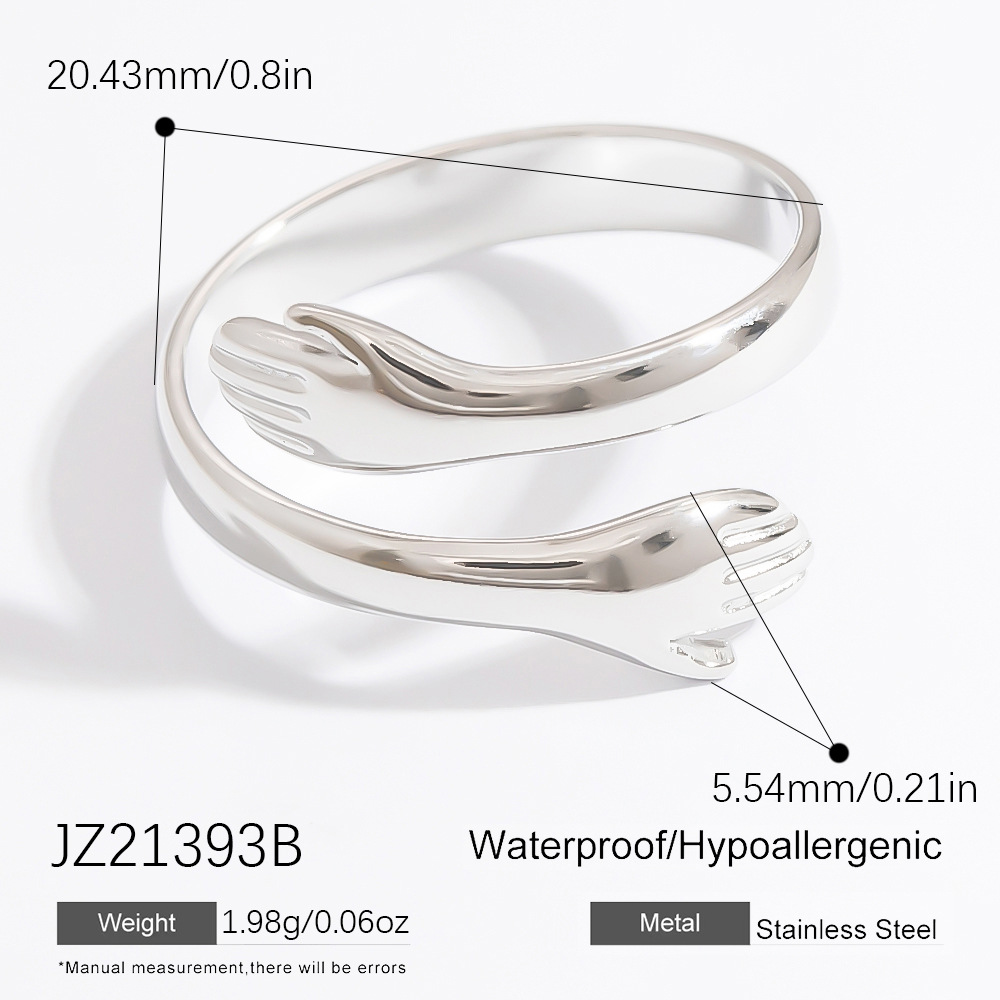 1 Piece Romantic Series Edgy Hug Figure Stainless Steel Gold Color Women's Adjustable Rings 