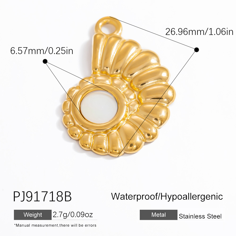 1 Piece Classic Series Delicate Marine Organism Shape Conch Stainless Steel Gold Color Women's Pendants