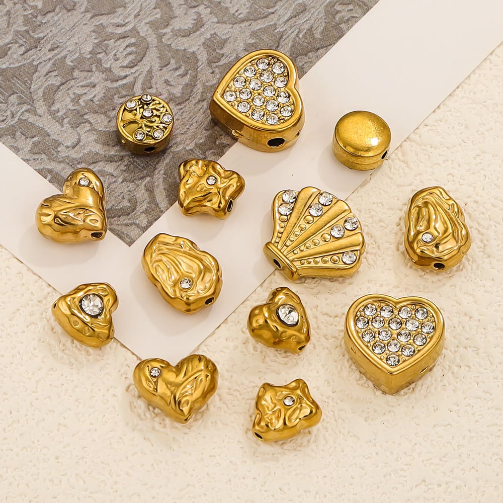 1 Piece Exquisite Series Vintage Deliacate Heart Shape Stainless Steel Gold Color Women's Pendants h5Picture2