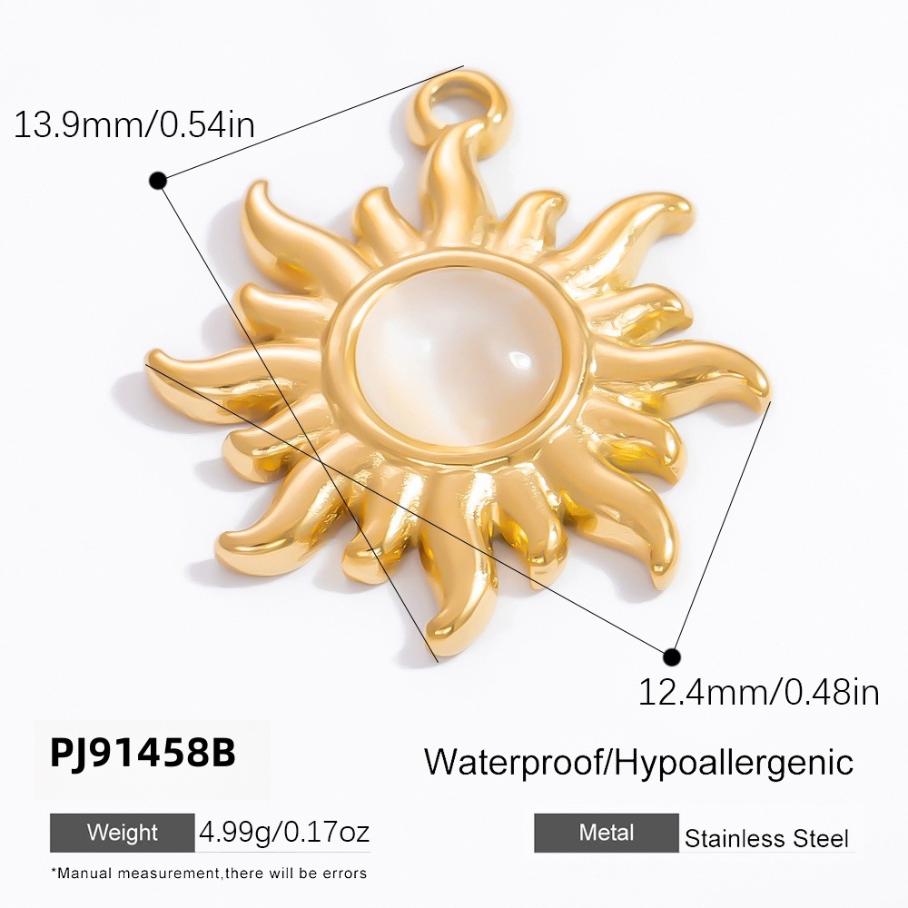 1 Piece Gorgeous Series Classic Sun Nature Stone Stainless Steel Gold Color Women's Pendants