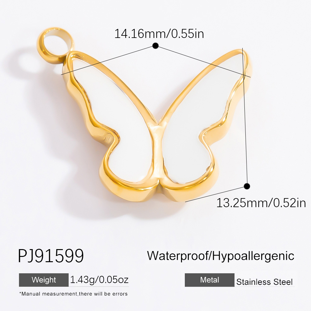 1 Piece Romantic Series Daily Butterfly Oil- Glazing Stainless Steel Gold Color Women's Pendants