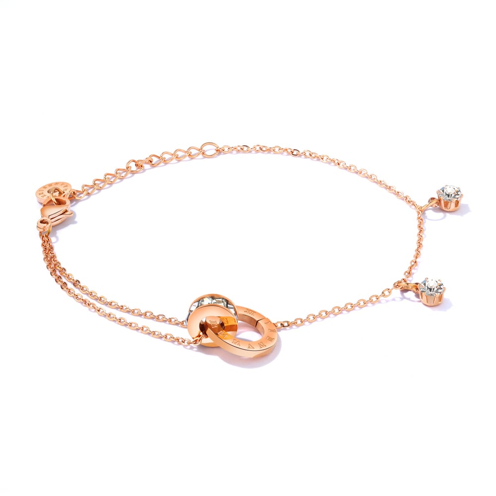 Pulsera de cadena de acero inoxidable color dorado con números diarios de serie simple para mujer, 1 pieza