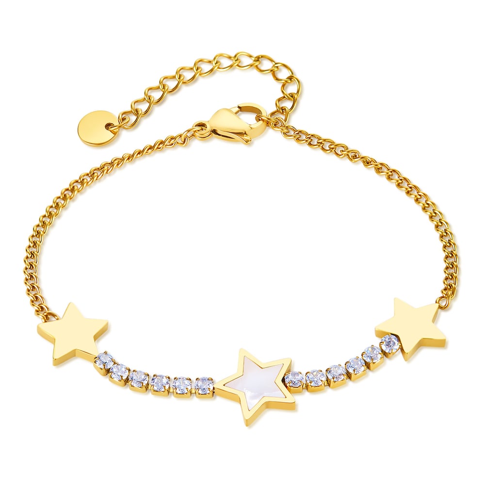 1 Piece Classic Series Daily Star Shape Stainless Steel Gold Color Women's Chain Bracelets