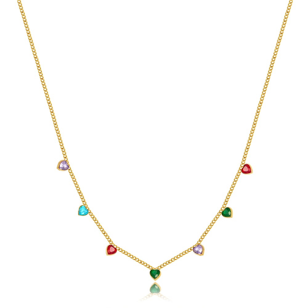 1 Piece Polychrome Series Exquisite Heart Shape Stainless Steel Women's Pendant Necklaces