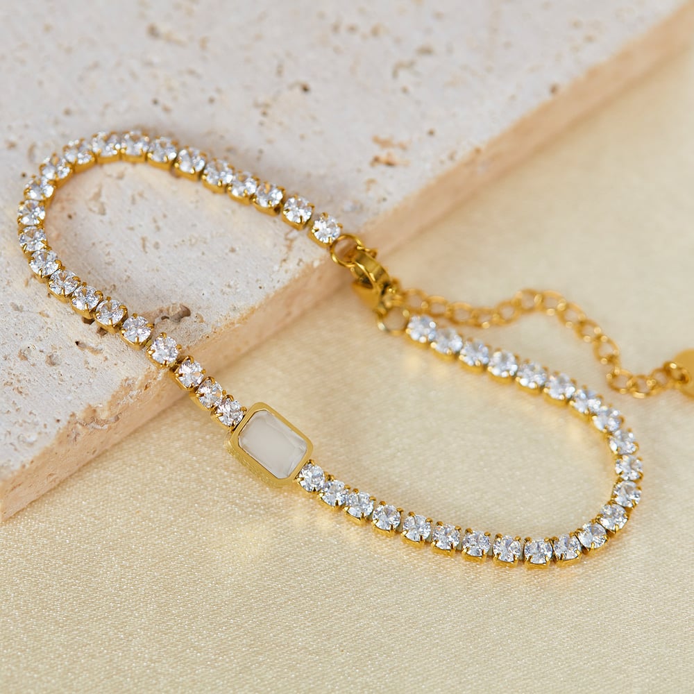 1 Piece Stylish Series Daily Rectangular Stainless Steel Gold Color Women's Chain Bracelets h5Picture2