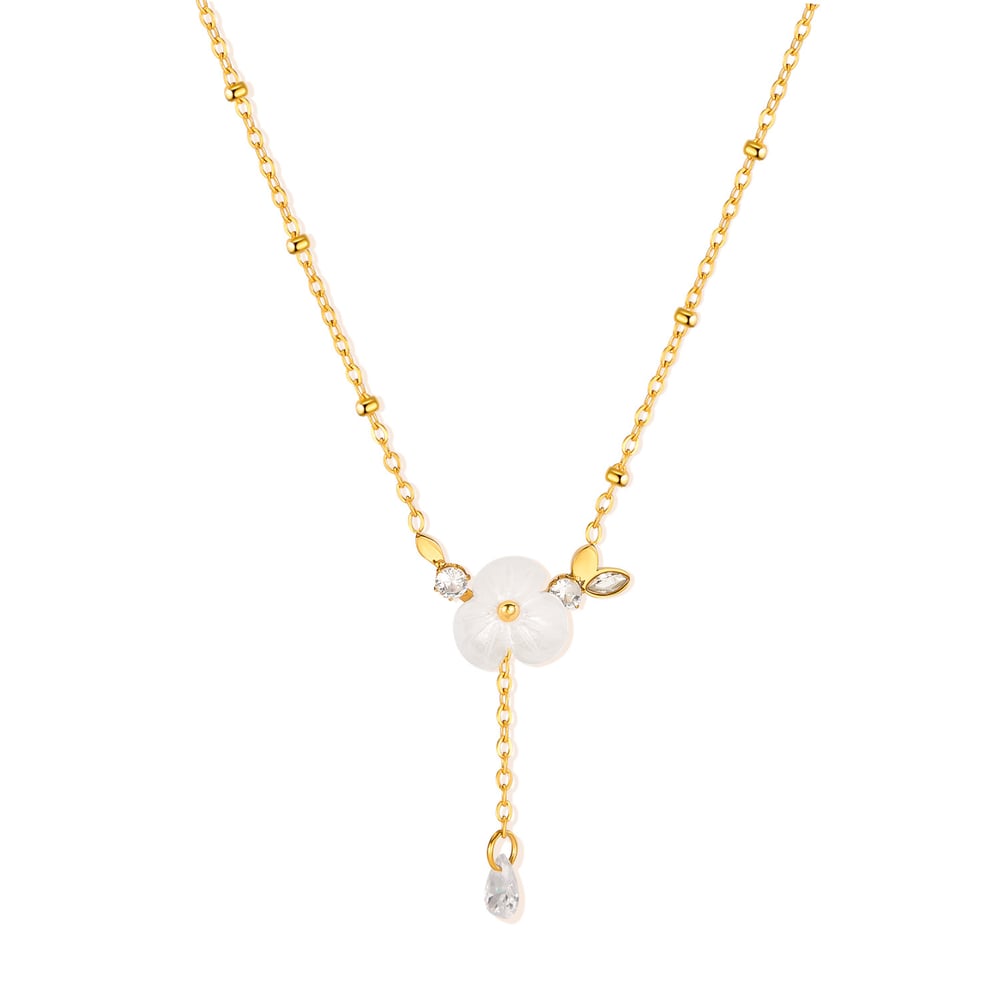 1 Piece Elegant Series Daily Flower Stainless Steel Gold Color Women's Pendant Necklaces 