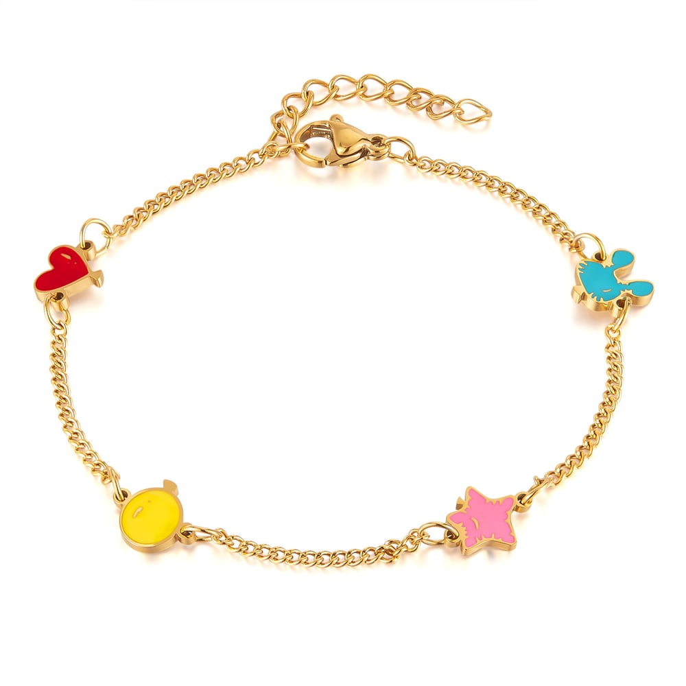 1 Piece Vivid Series Polychrome Heart Stainless Steel Gold Color Women's Chain Bracelets