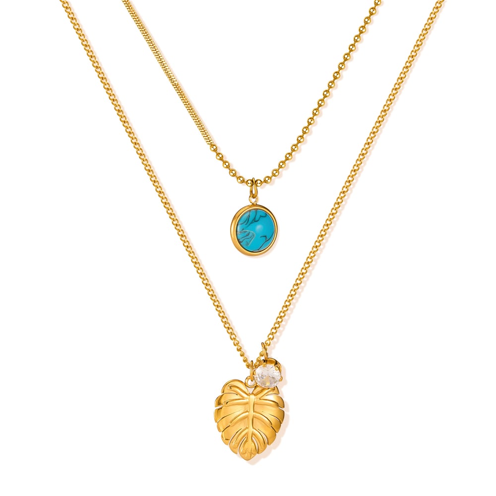 1 Piece Vintage Series Daily Leaf Shape Stainless Steel Gold Color Women's Layered Necklaces