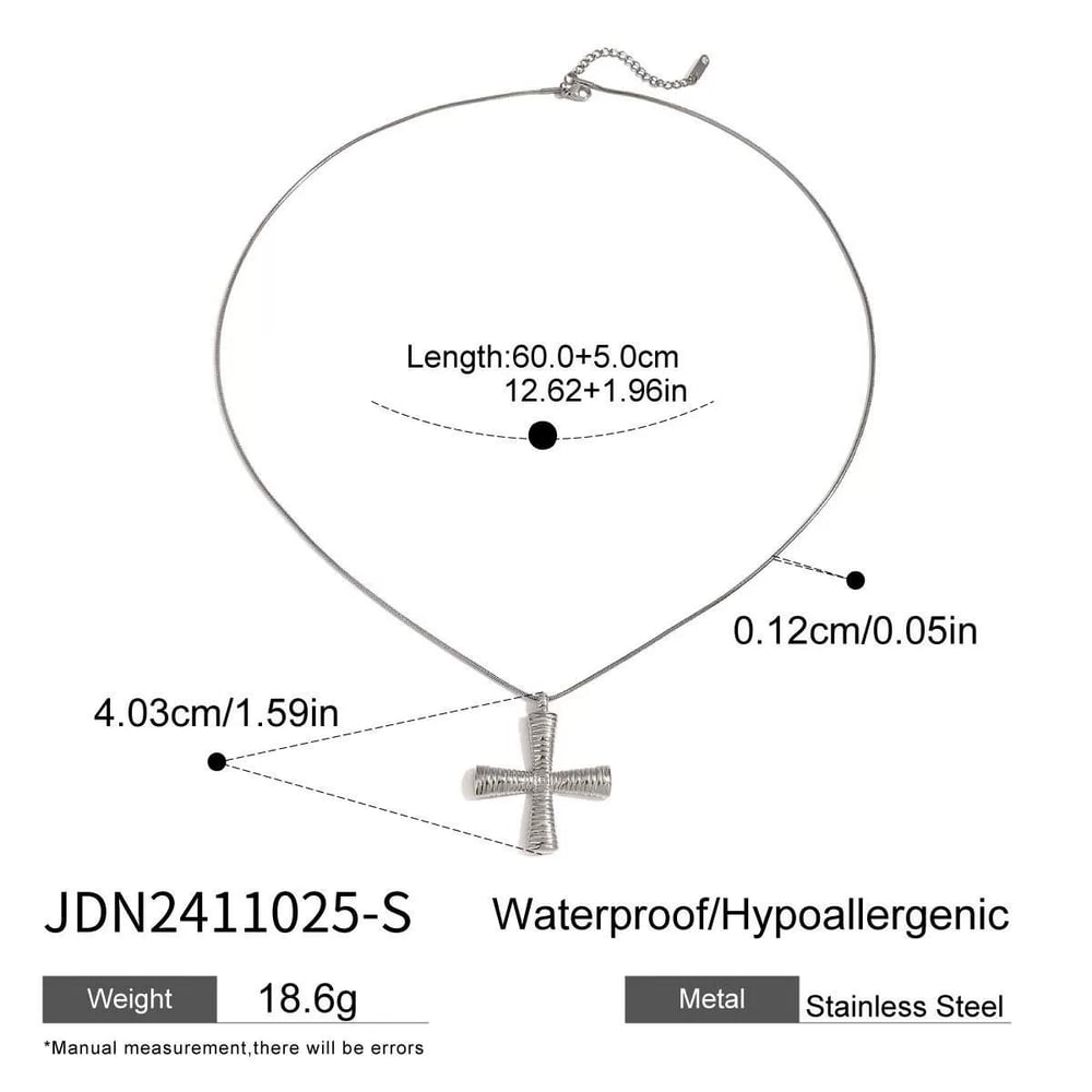 1 Piece Modern Series Daily Streamline Cross Stainless Steel Gold Color Women's Pendant Necklaces