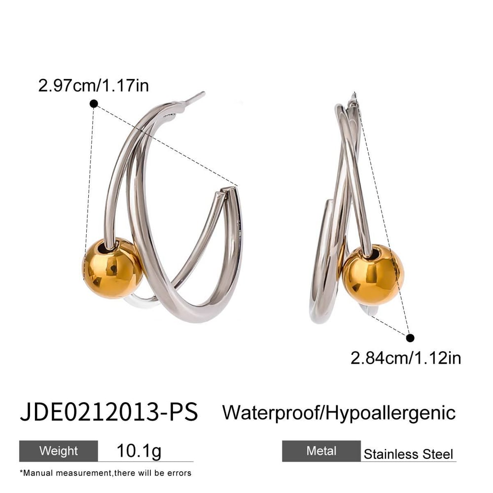 1 Pair Designable Series Exquisite Annular Stainless Steel Gold & Silver Color Women's Hoop Earrings