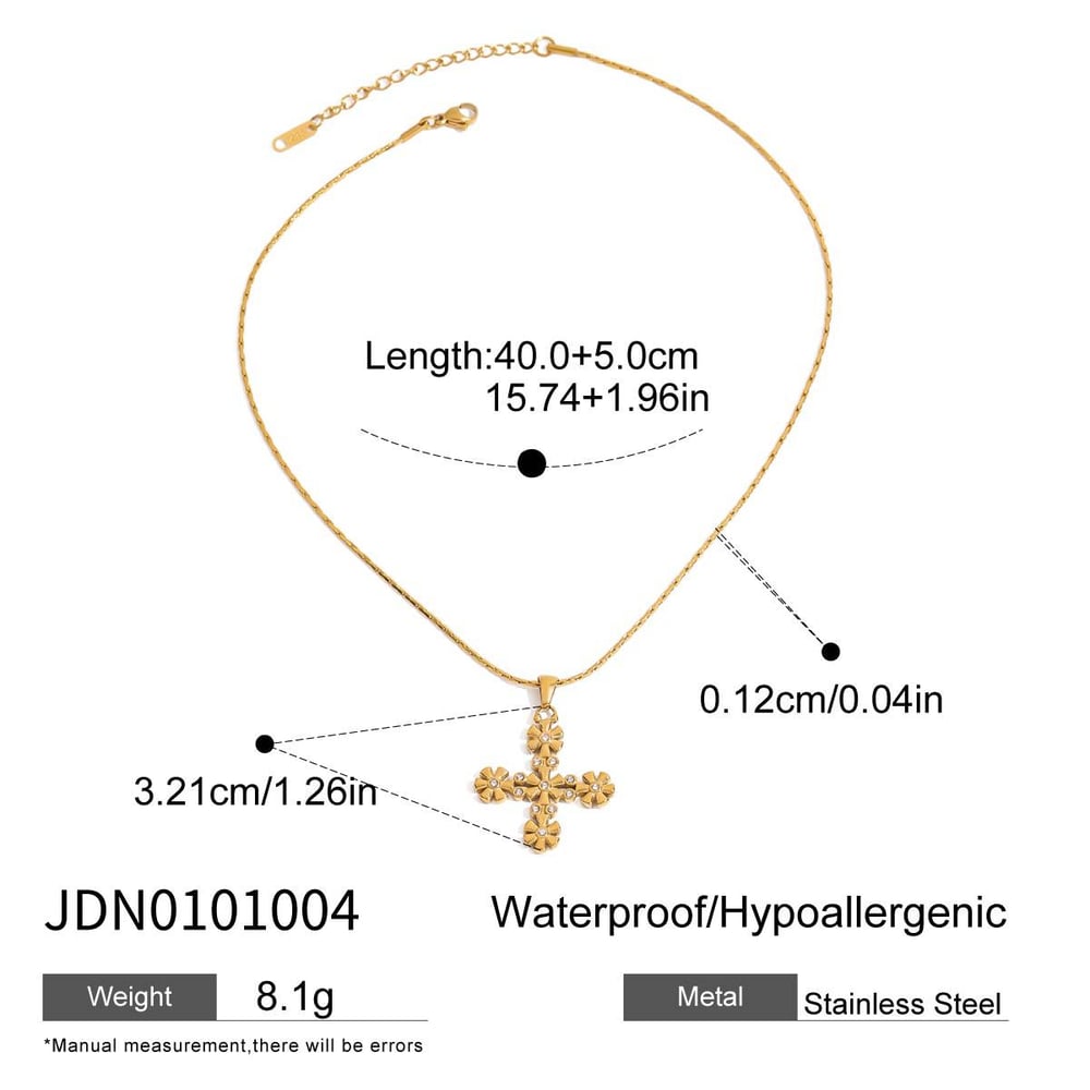 1 Piece Classic Series Vintage Exquisite Cross Stainless Steel Gold Color Women's Pendant Necklaces
