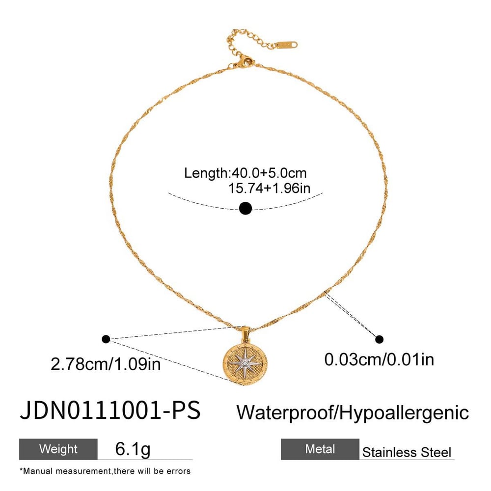 1 Piece Luxurious Series Chic Eight-pointed Star Stainless Steel Gold & Silver Color Women's Pendant Necklaces