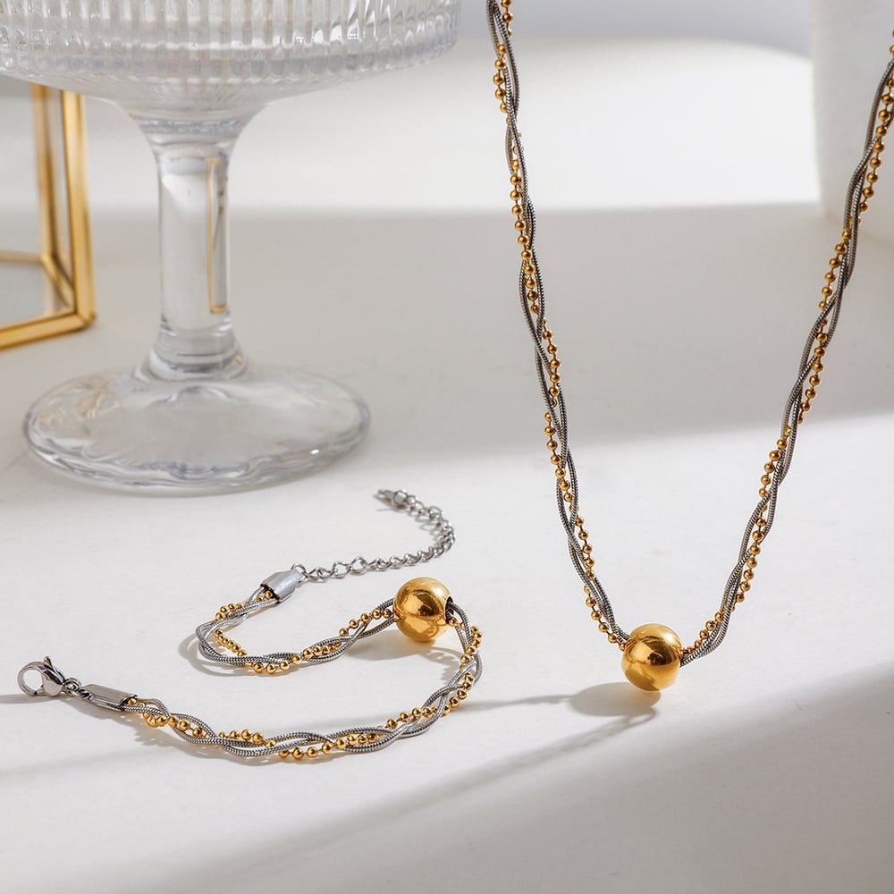 1 piece fashionable series  twine line stainless steel gold & silver color women's chain necklaces h5Picture2