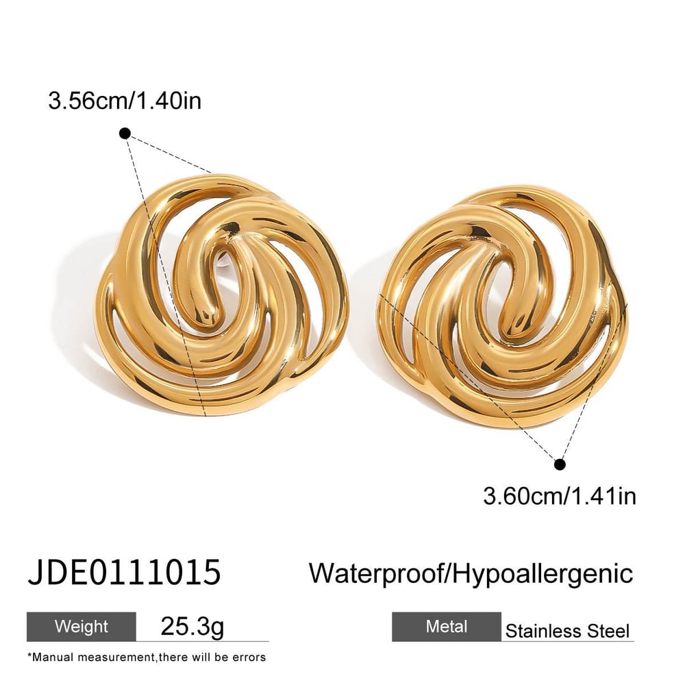 1 Pair Shining Series Elegant Annular Stainless Steel Gold & Silver Color Women's Stud Earrings