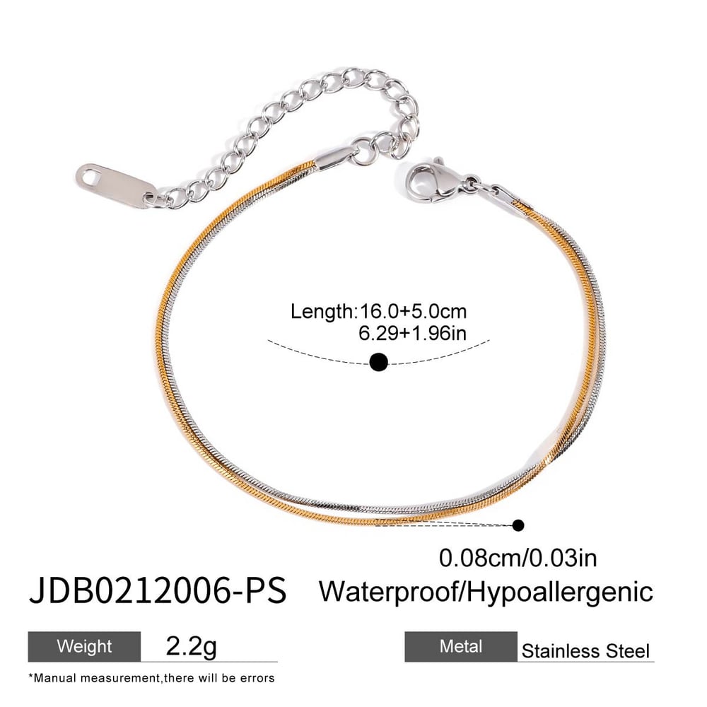 1 Piece Simple Series Delicate Line Stainless Steel Gold & Silver Color Chain Bracelets