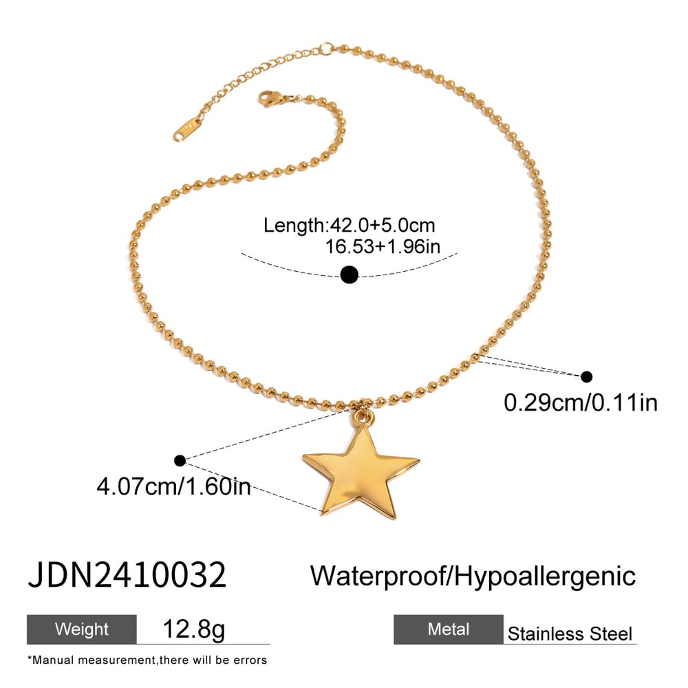 1 Piece Modern Series Daily Solid Pentagram Stainless Steel Gold Color Women's Pendant Necklaces