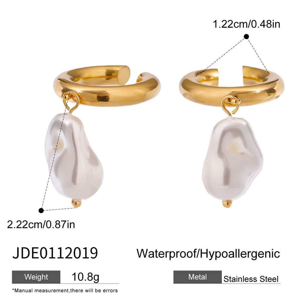 1 Pair Classic Series Elegant Irregular Round Stainless Steel Gold Color Women's Clip-on Earrings 