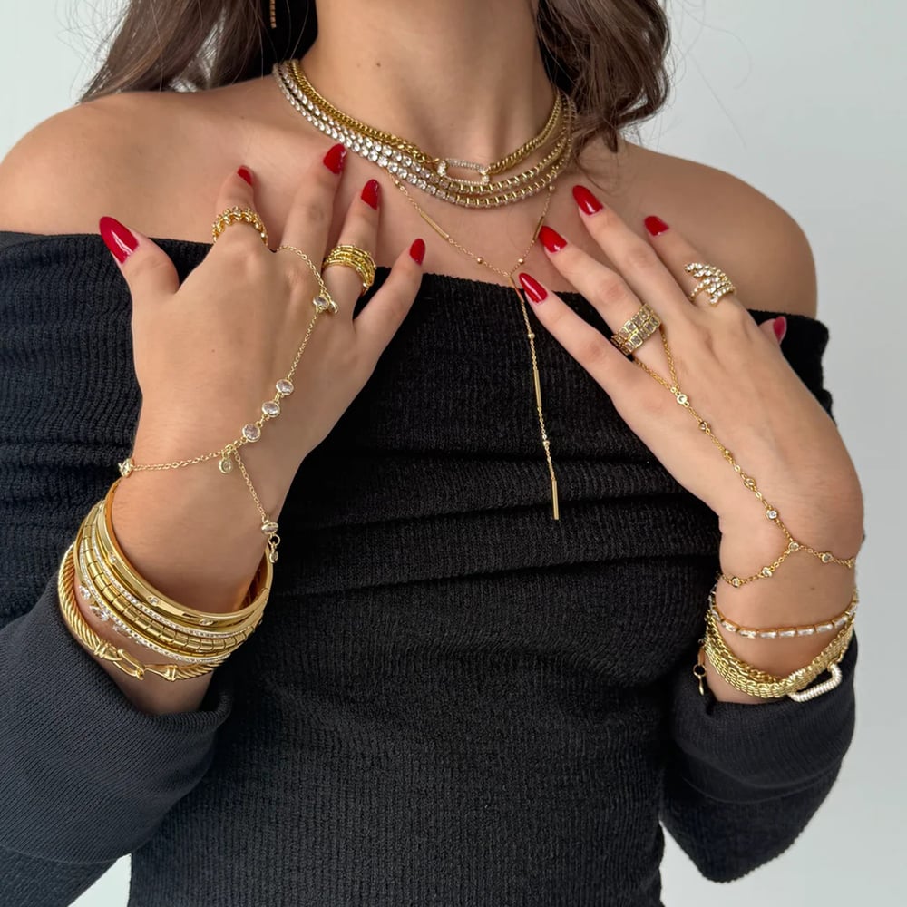 1 Piece Classic Series Delicate Line Extraordinary Stainless Steel Gold Color Women's Chain Bracelets h5Picture2