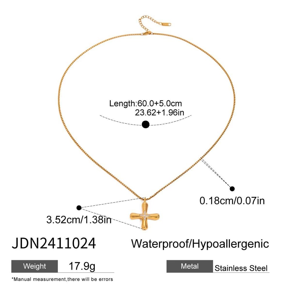 1 Piece Classic Series Elegant Cross Shape Stainless Steel Gold Color Women's Pendant Necklaces
