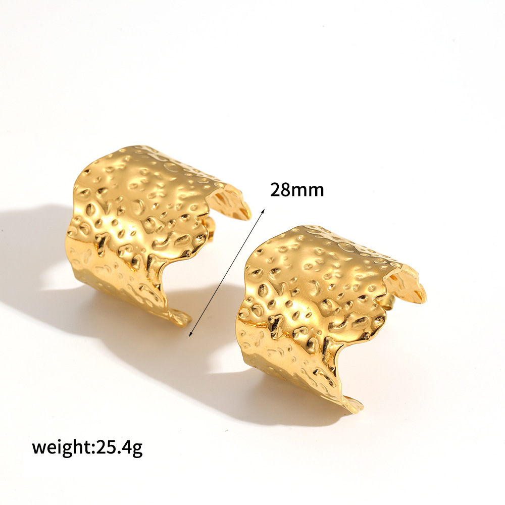 1 Pair Elegant Style Daily Flower Shape Round Stainless Steel Gold Color Women's Stud Earrings 