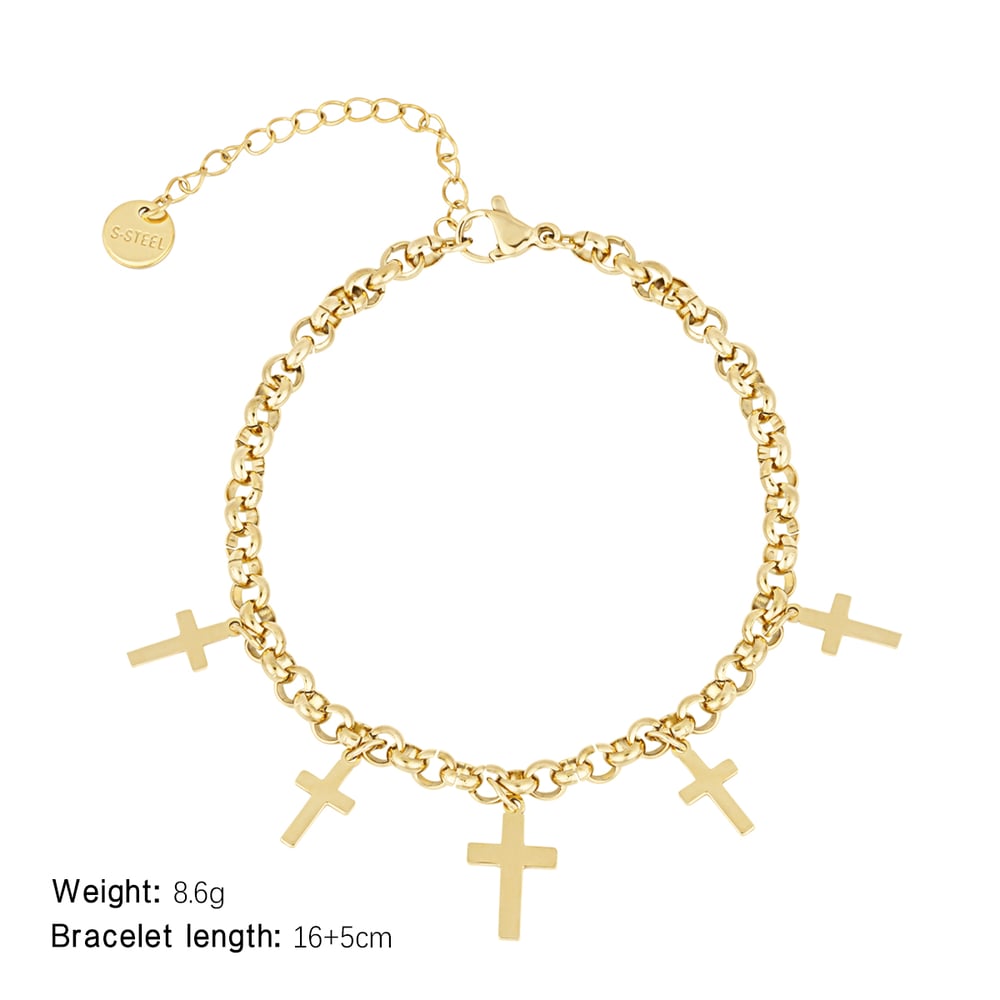 1 Piece Classic Series Daily Cross Titanium Steel   Gold Color  Women's Chain Bracelets 