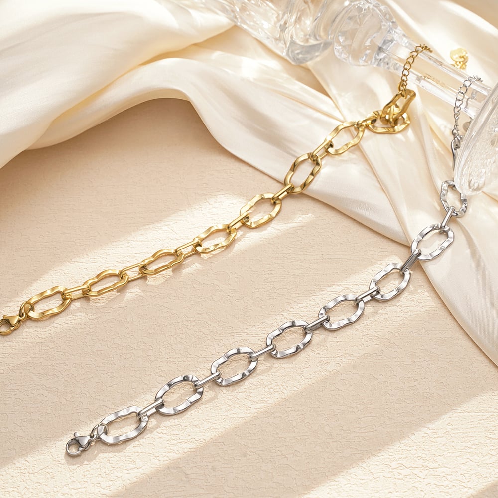 1 Piece Simple Series Elegant Geometric Titanium Steel   Gold Color  Women's Chain Bracelets h5Picture2