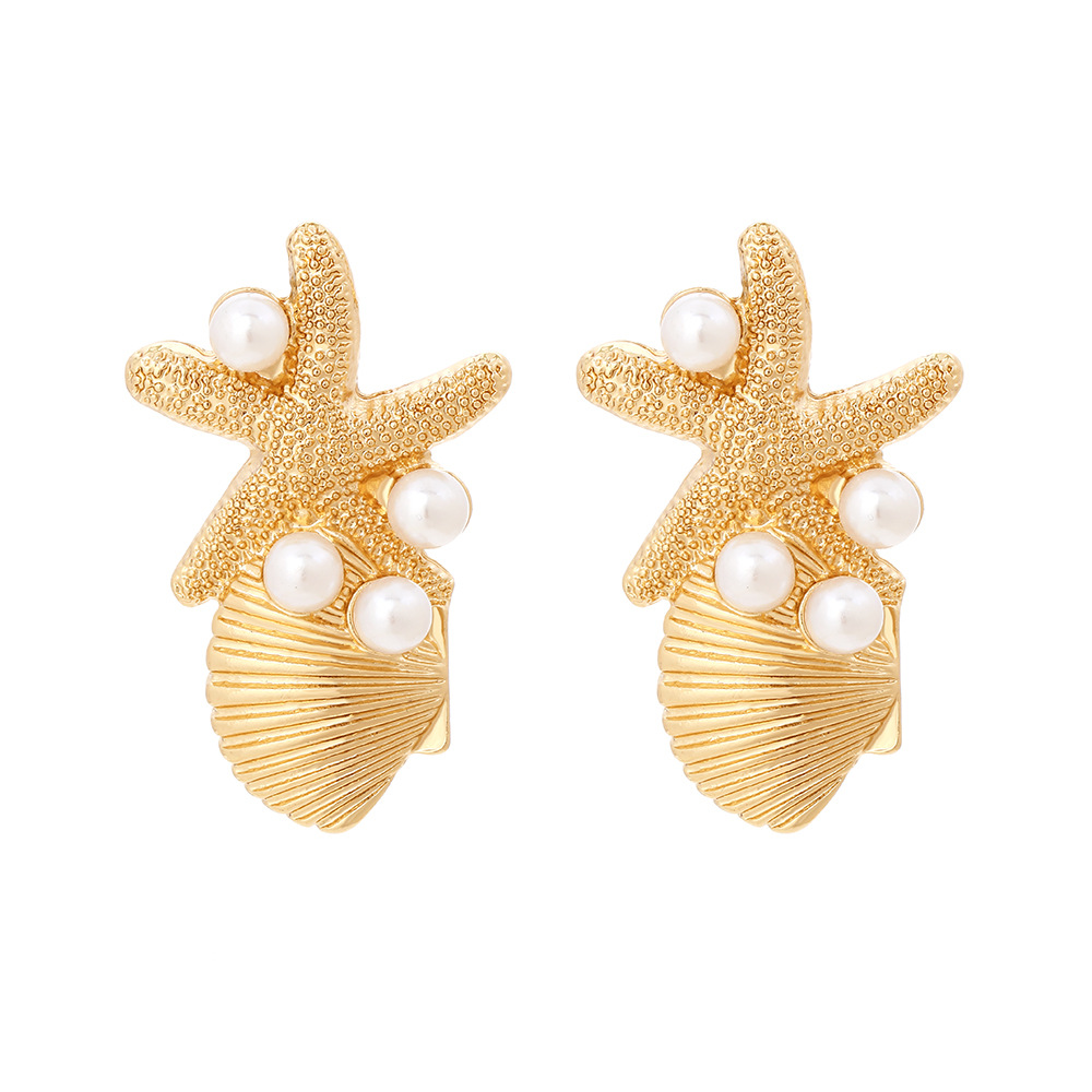 1 Pair Vacation Style Alloy Starfish Shell Earrings