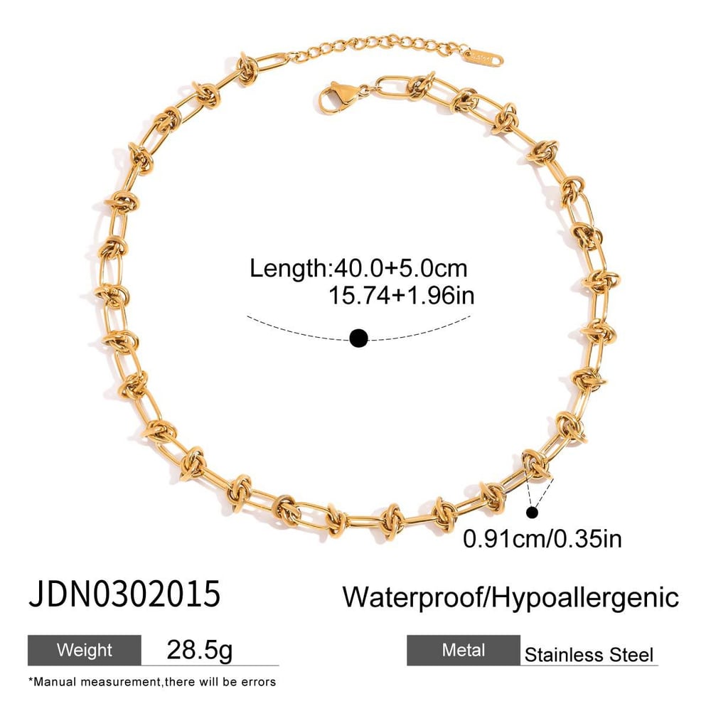 1 pieza de cadena simple de acero inoxidable color dorado para mujer