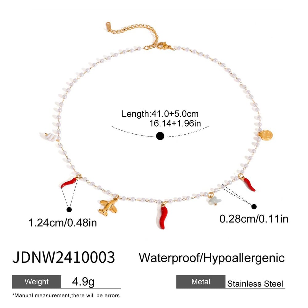 1 piece simple series  pearl stainless steel   gold color  pearl women's pendant necklaces