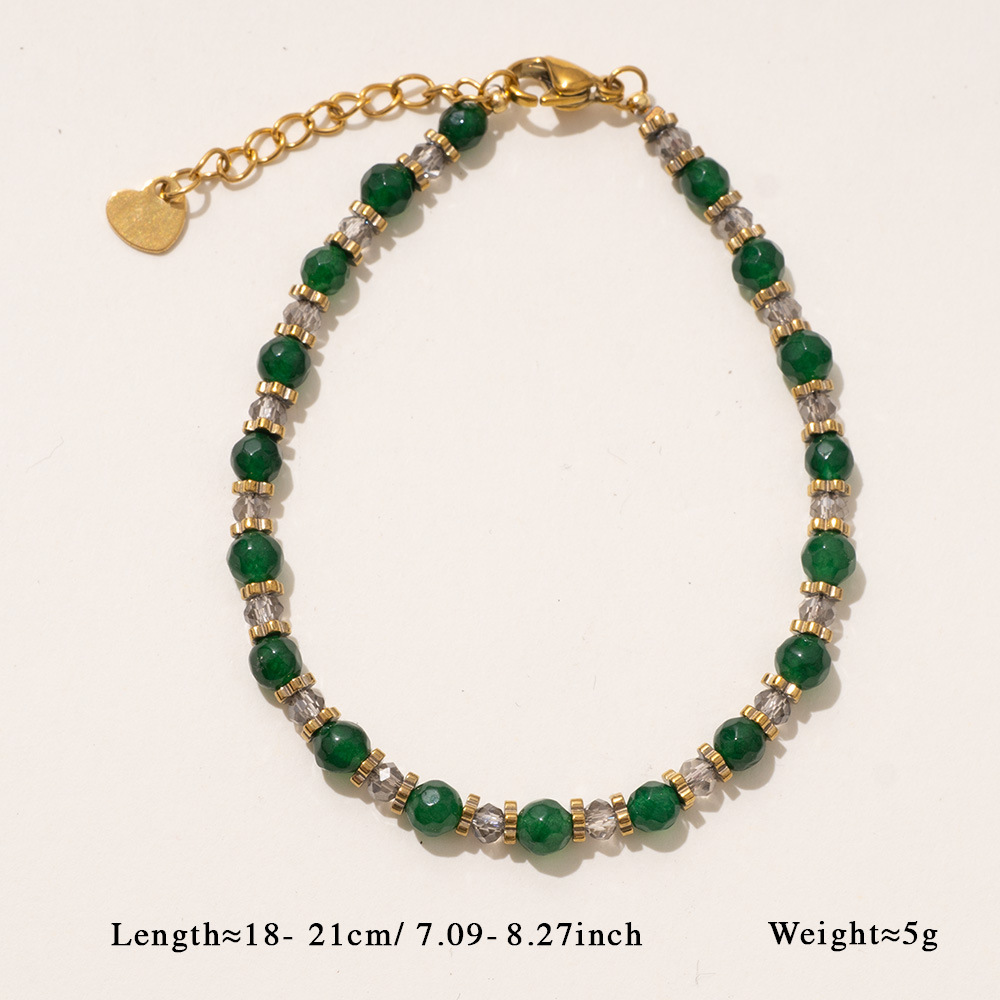 1 Piece Radiant Series Elegant Heart Stainless Steel Gold Color Women's Crystal Beaded Necklaces