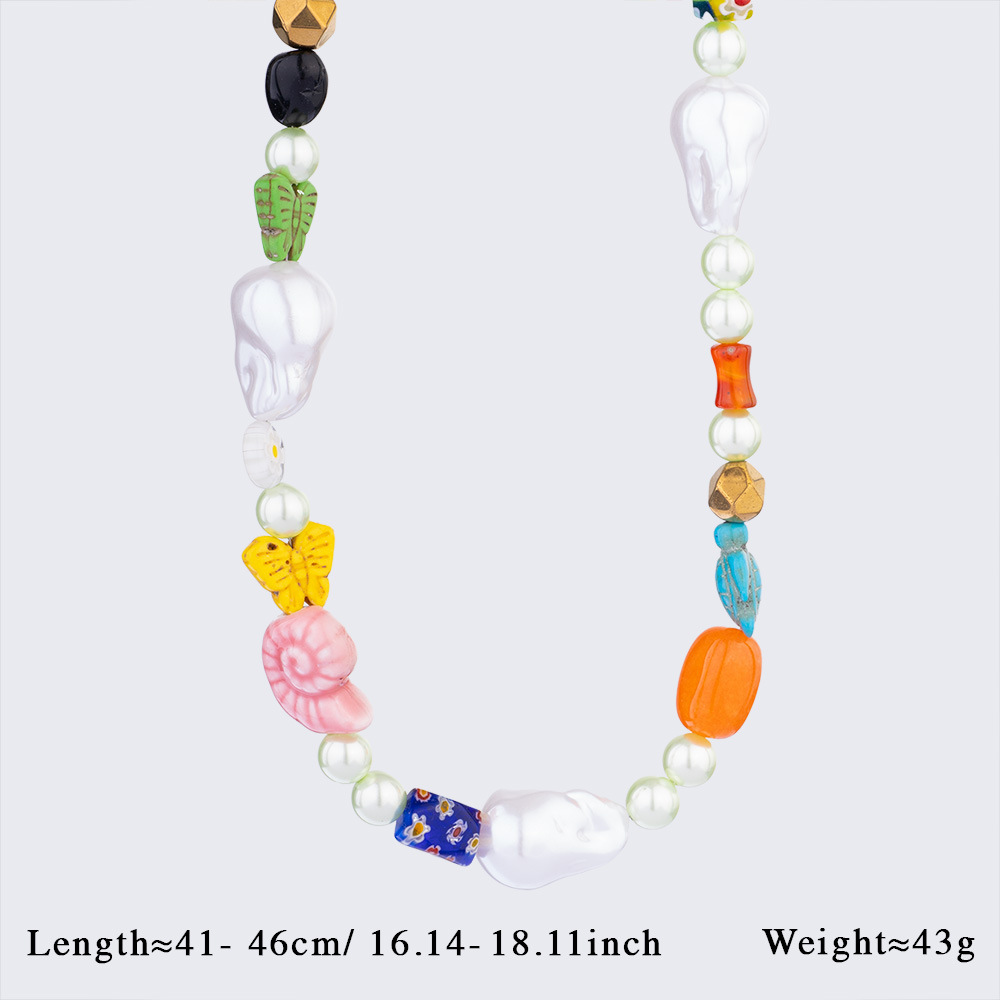 1 Piece Polychrome Series Vacation Turtle Shape Natural Stone Stainless Steel Gold Color Women's random Beaded Necklaces