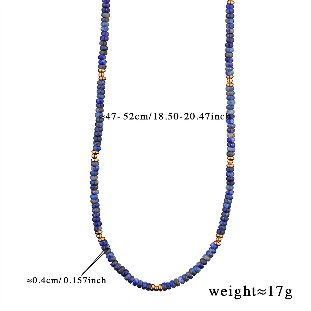 1 Piece Sophisticated Series Bohemian Stainless Steel Gold Color Blue Natural Stone BeadsWomen's Beaded Necklaces