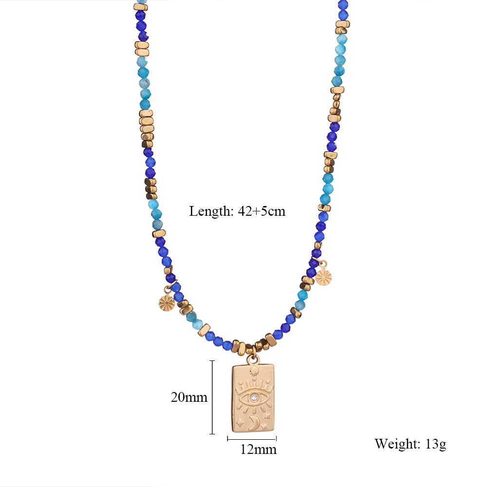 1 Piece Exquisite Series Retro Moon Shape Pendant Stainless Steel Gold Color Women's Beaded Necklaces 