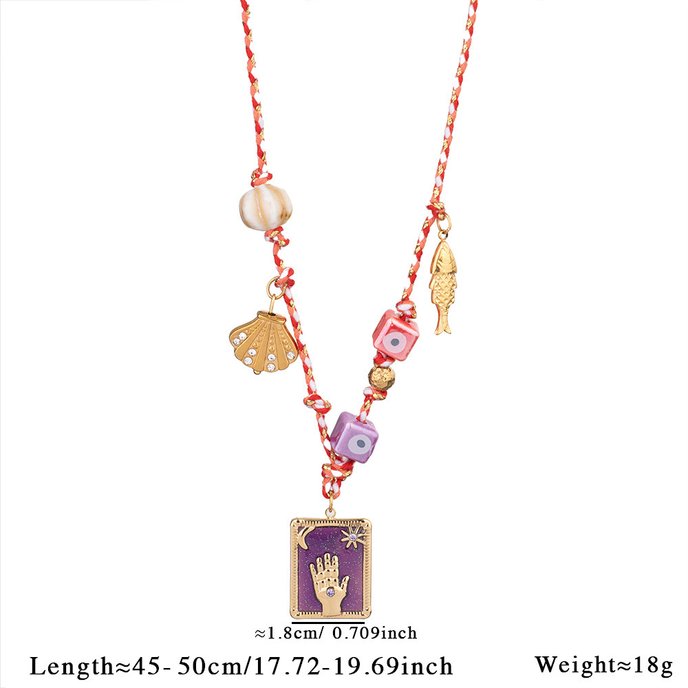 1 Piece Luxurious Series Classic Hand Tarot Stainless Steel Gold Color Women's Pendant Necklaces