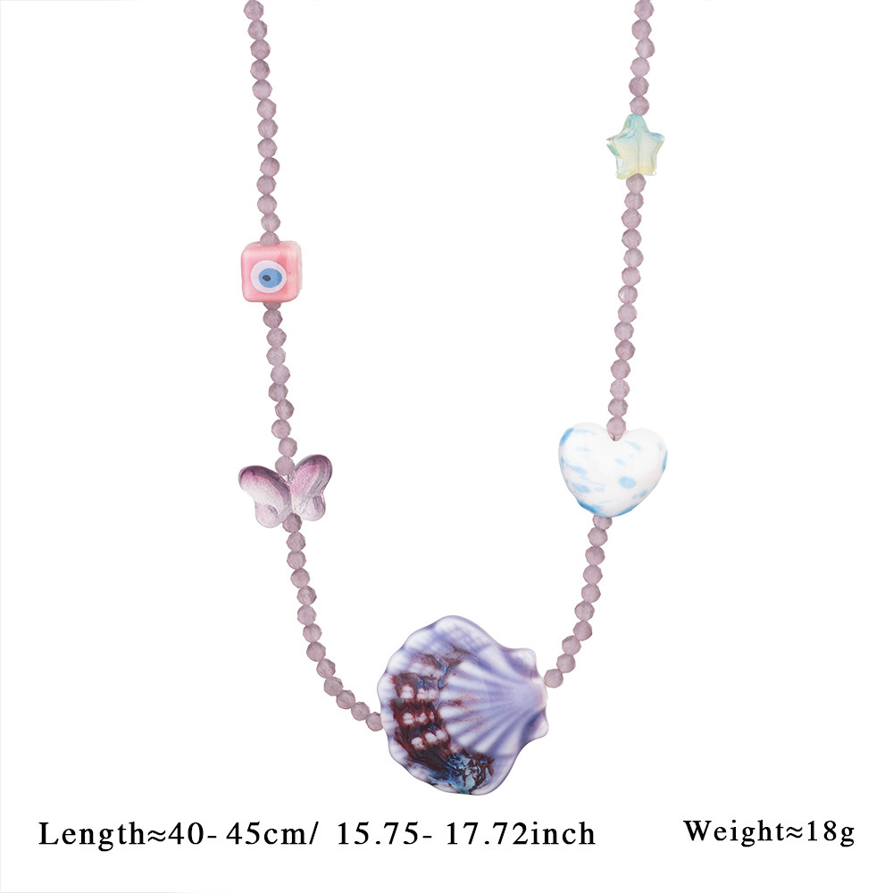 1 Piece Polychrome Series Vacation Intricate Conch Ceramics Crystal Women's Pendant Necklaces