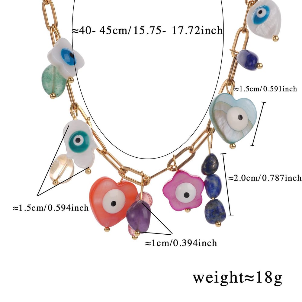 1 Piece Delicate Series Vacation Eye Pattern Natural Shell Stainless Steel Gold Color Women's random Beaded Necklaces