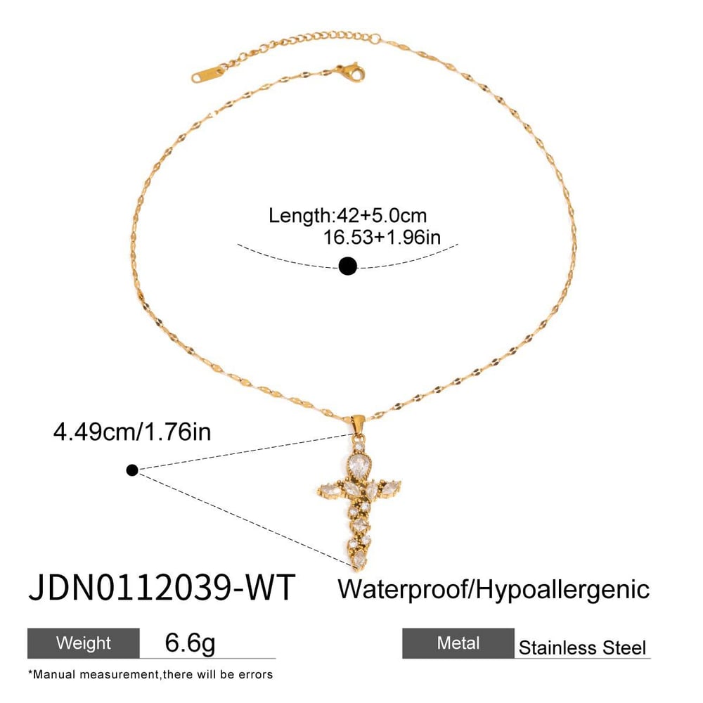 1 Piece Retro Cross Stainless Steel Gold Color Women's Pendant Necklaces