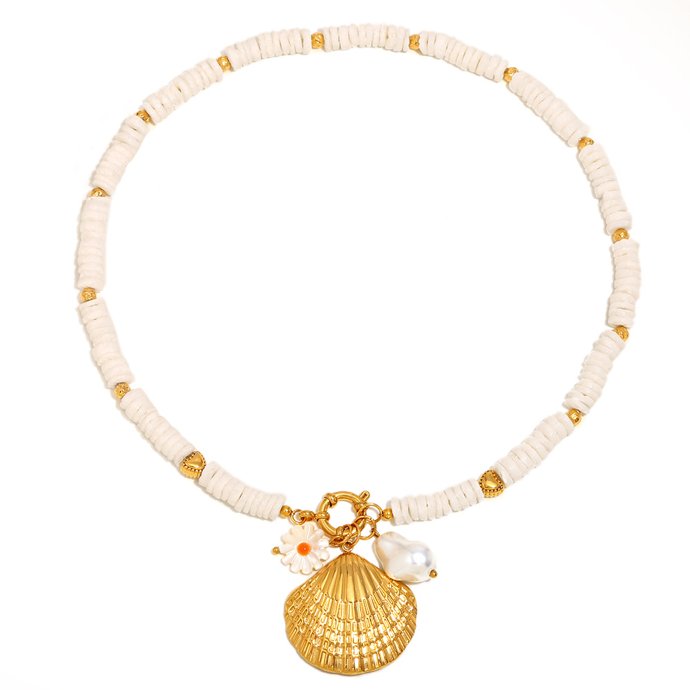 Shell Stainless Steel Gold Color Charm Bracelets 