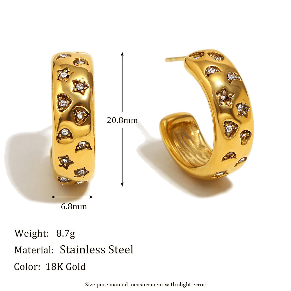 Classic Stainless Steel Gold Color Hoop Earrings h5Picture2